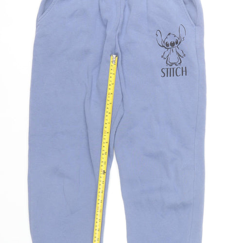Disney Women Blue Stitch Sweatpants Size 10-12 Fleece Joggers