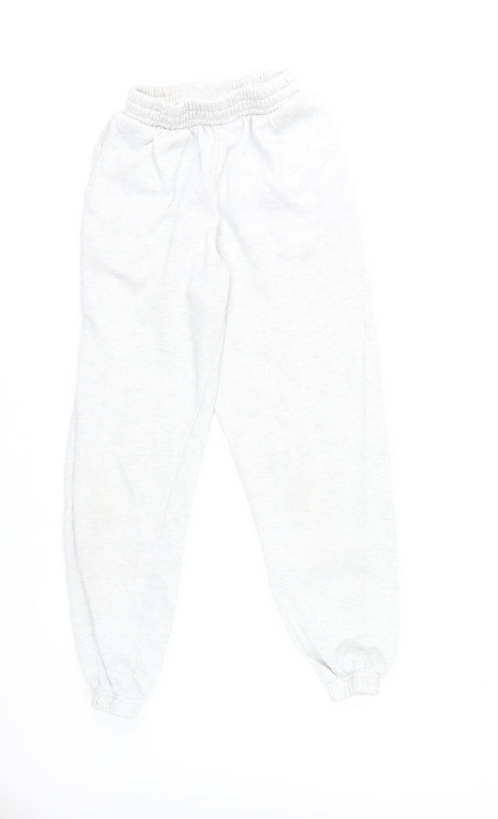 New Look Womens White Sweatpants Size 8 Regular Fit Cotton Blend