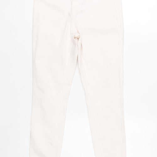 River Island Women Ivory Skinny Jeans Size 10 Slim Fit Frayed Hem