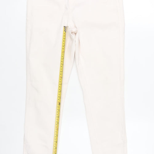River Island Women Ivory Skinny Jeans Size 10 Slim Fit Frayed Hem