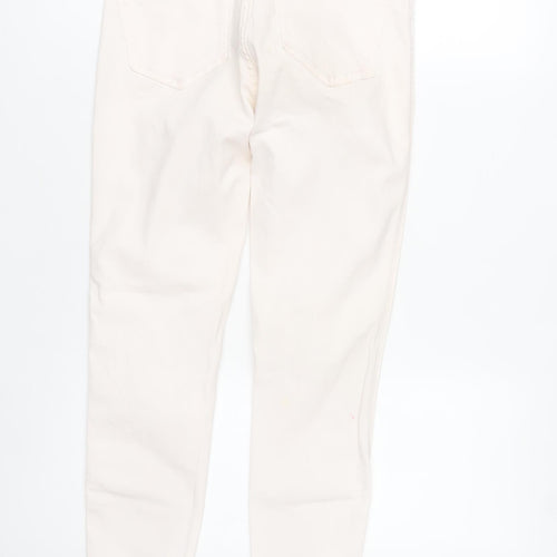 River Island Women Ivory Skinny Jeans Size 10 Slim Fit Frayed Hem