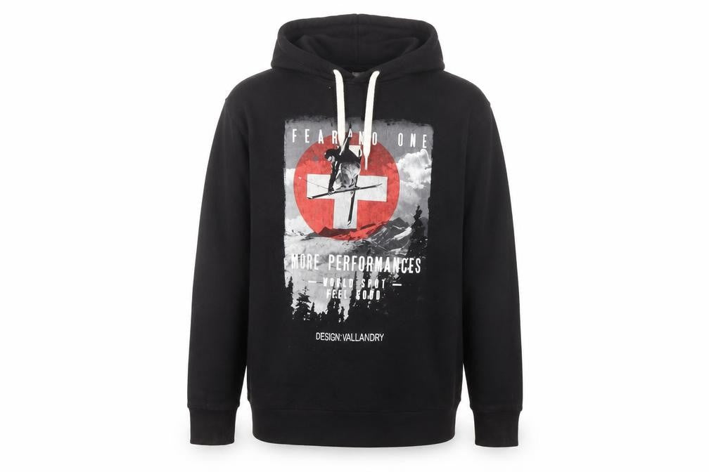 Front view of G Men’s Black 2XL Pullover Hoodie Outdoor Ski Graphic Cotton