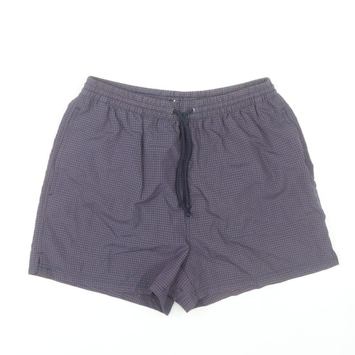 St. Bernard Men's Blue Medium Checked Swim Shorts with Lining