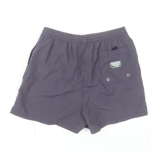 St. Bernard Men's Blue Medium Checked Swim Shorts with Lining