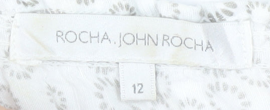 Rocha John Rocha Women’s Ivory Floral Tunic Blouse Size 12