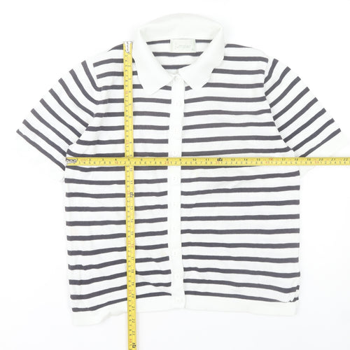 Jumper Womens M Black White Striped Button-Up Cotton Shirt