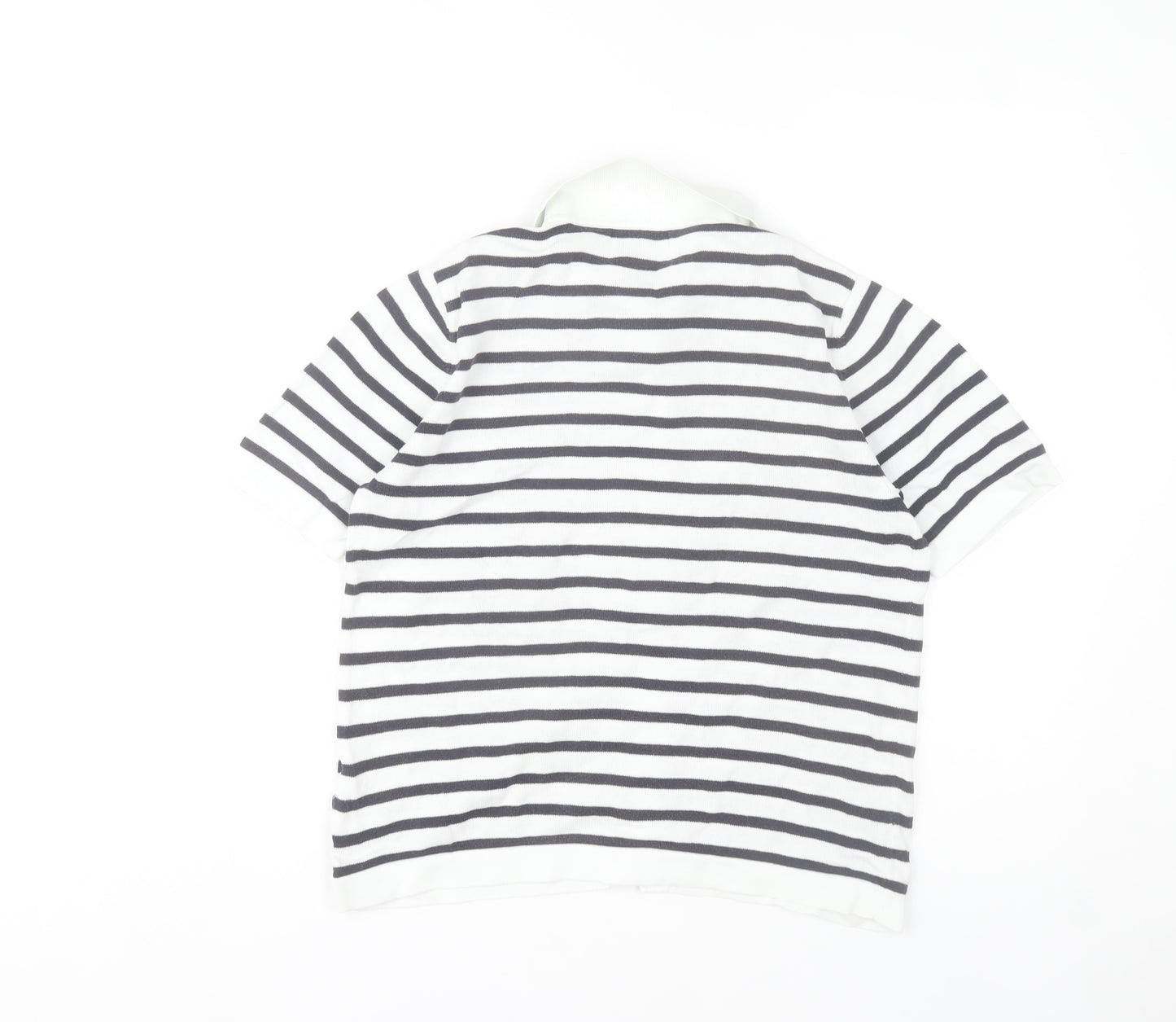 Jumper Womens M Black White Striped Button-Up Cotton Shirt