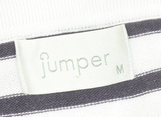 Jumper Womens M Black White Striped Button-Up Cotton Shirt