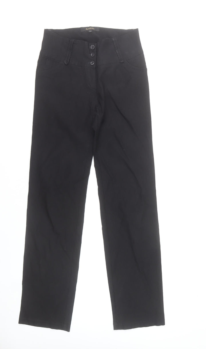 Rouge Womens Black Straight Leg Jeans L High Rise Cotton Blend