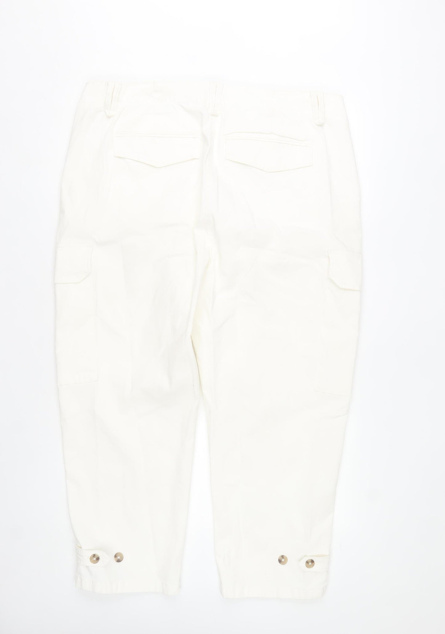 Marks and Spencer Womens White Cotton Cargo Trousers Size 20