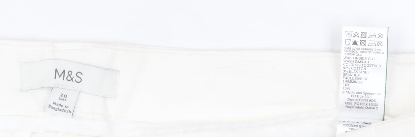 Marks and Spencer Womens White Cotton Cargo Trousers Size 20