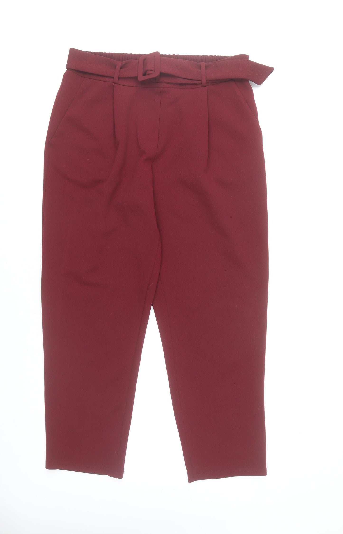 New Look Womens Red Paperbag Tapered Trousers UK 12