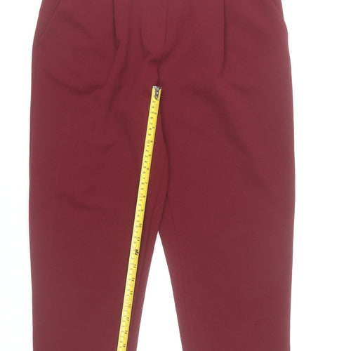 New Look Womens Red Paperbag Tapered Trousers UK 12