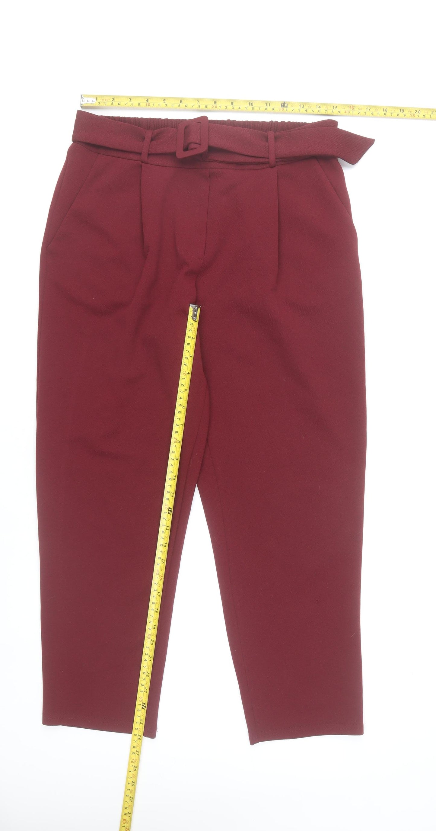 New Look Womens Red Paperbag Tapered Trousers UK 12