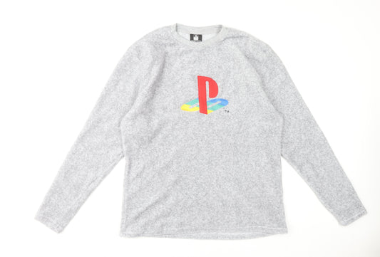Sony PlayStation Men’s Grey Fleece Pyjama Top XL Long Sleeve