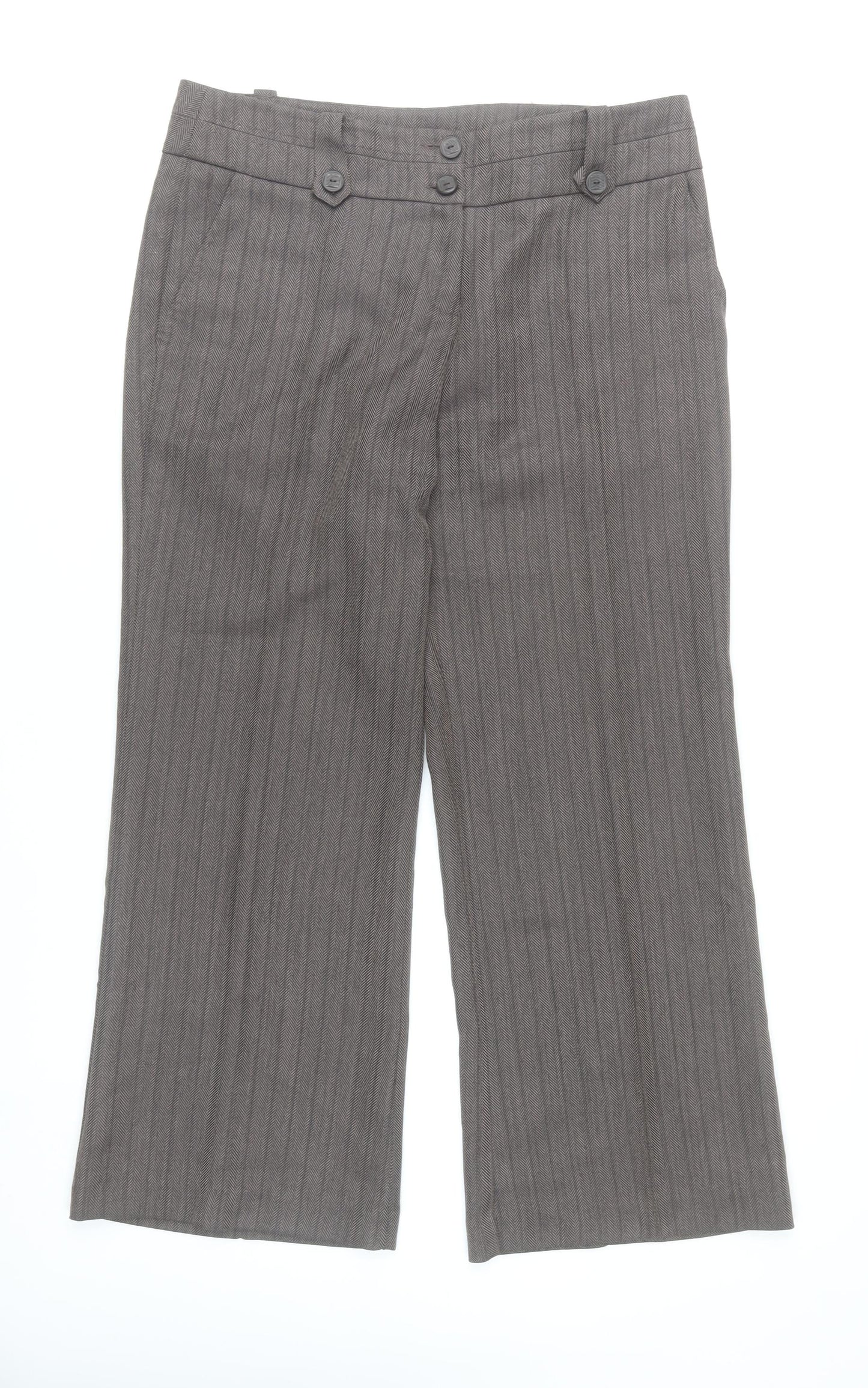 Classics Women Grey Pinstripe Dress Pants Size 14 Straight Leg