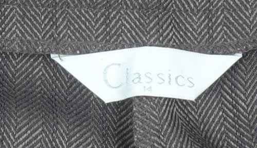 Classics Women Grey Pinstripe Dress Pants Size 14 Straight Leg