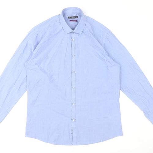 Dunnes Men Blue Slim Fit Long Sleeve Dress Shirt Size 16.5