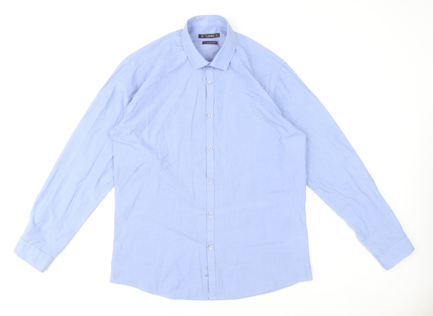 Dunnes Men Blue Slim Fit Long Sleeve Dress Shirt Size 16.5