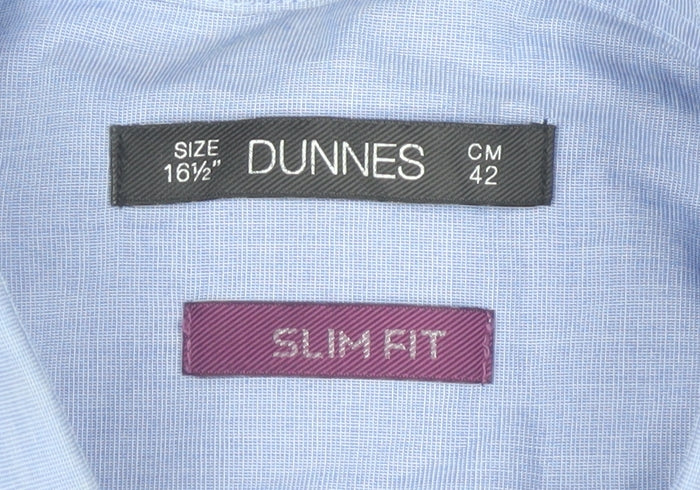 Dunnes Men Blue Slim Fit Long Sleeve Dress Shirt Size 16.5