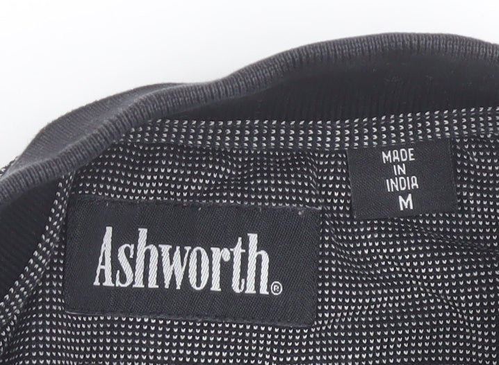 Ashworth Men’s Grey Cotton Polo Shirt M Short Sleeve Golf Casual