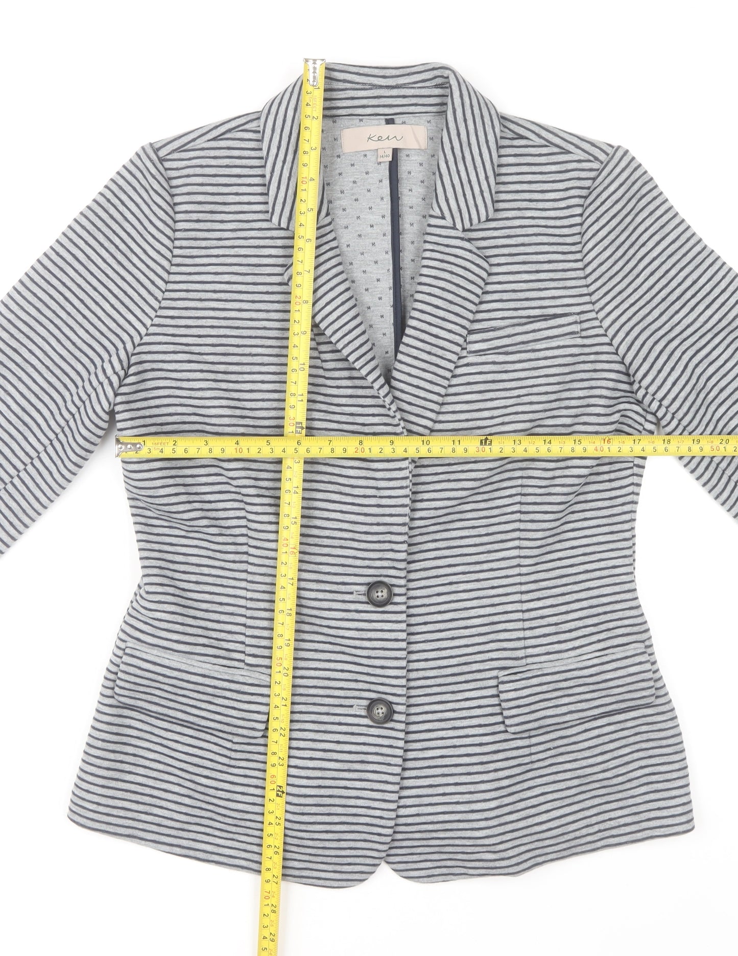 Kew Women’s Grey Striped Blazer Jacket Size 14 Workwear
