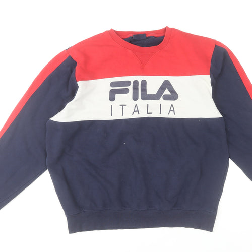 Fila Men’s Blue Red White Pullover Sweatshirt Size L Crew Neck