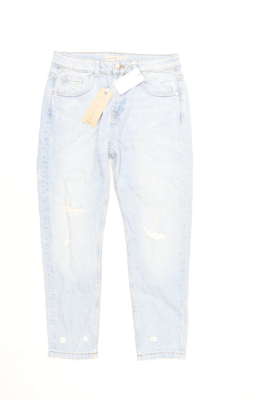 Marks and Spencer Girls Blue Light Wash Ripped Straight Jeans 11-12Y