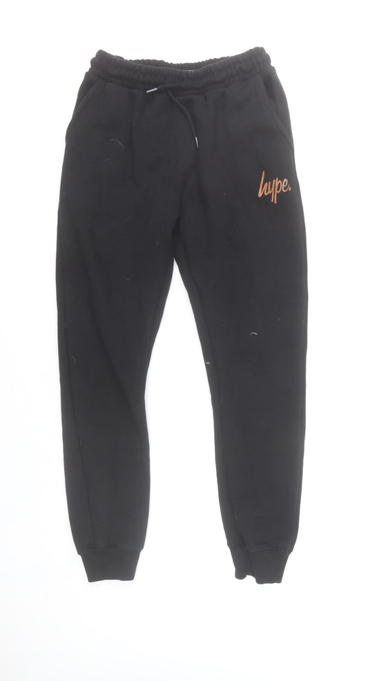 Hype Boys Black Jogger Sweatpants 14 Years Cotton Blend Casual Trousers