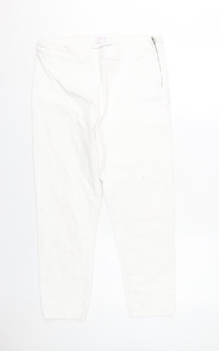 Savida Womens White Skinny Jeans Size 14 Slim Fit Stretch Zip