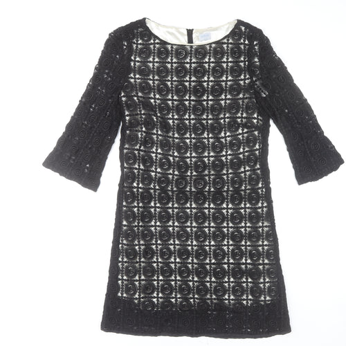 Oasis Women’s Black Lace Shift Dress Size 12 3/4 Sleeve Party