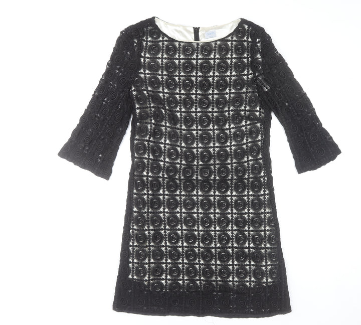 Oasis Women’s Black Lace Shift Dress Size 12 3/4 Sleeve Party