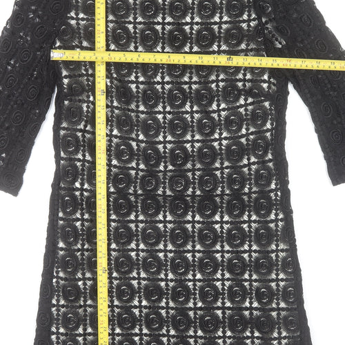 Oasis Women’s Black Lace Shift Dress Size 12 3/4 Sleeve Party