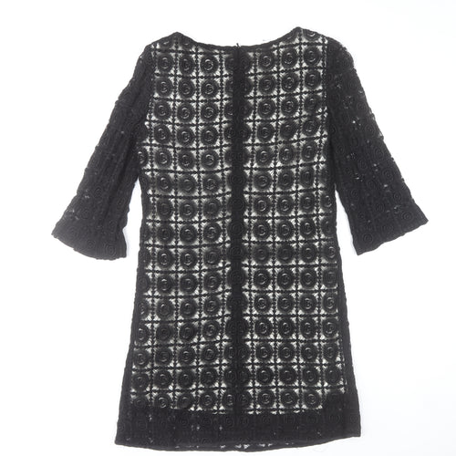 Oasis Women’s Black Lace Shift Dress Size 12 3/4 Sleeve Party