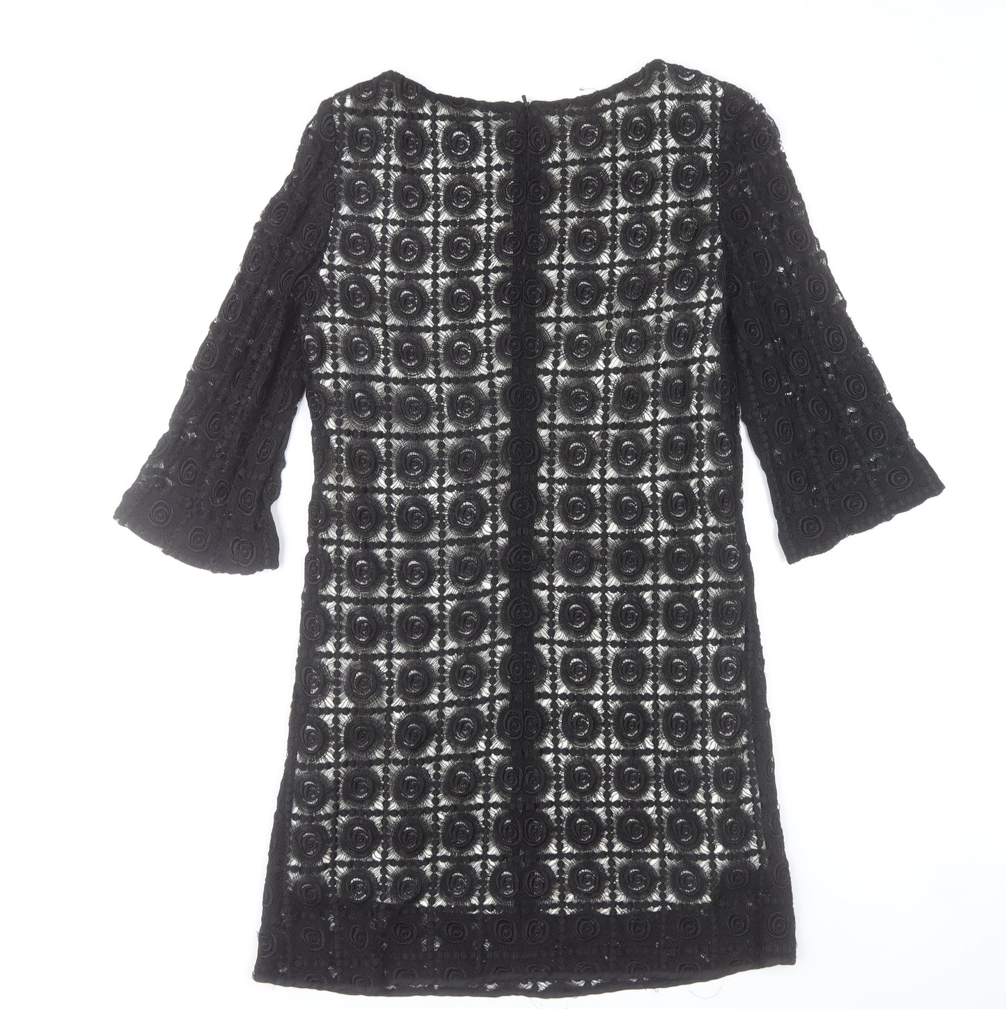 Oasis Women’s Black Lace Shift Dress Size 12 3/4 Sleeve Party