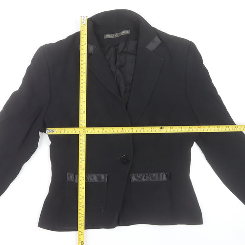 Pied A Terre Womens Black Blazer Jacket Size 12 Single Breasted Notch Lapel