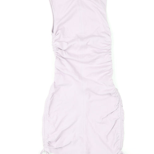 Zara Women Purple Bodycon Mini Dress Size 8 Sleeveless Ruched