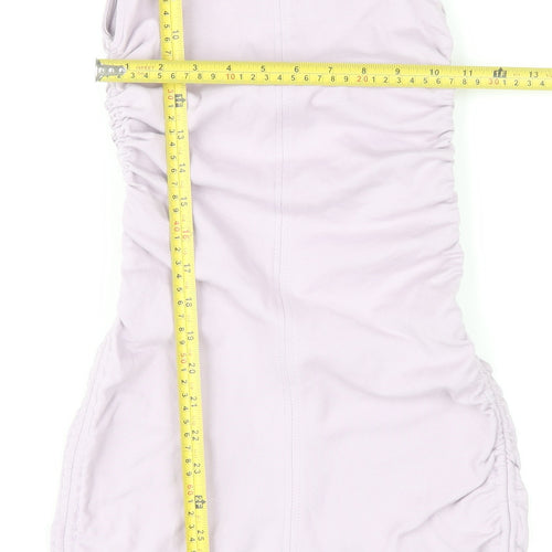 Zara Women Purple Bodycon Mini Dress Size 8 Sleeveless Ruched