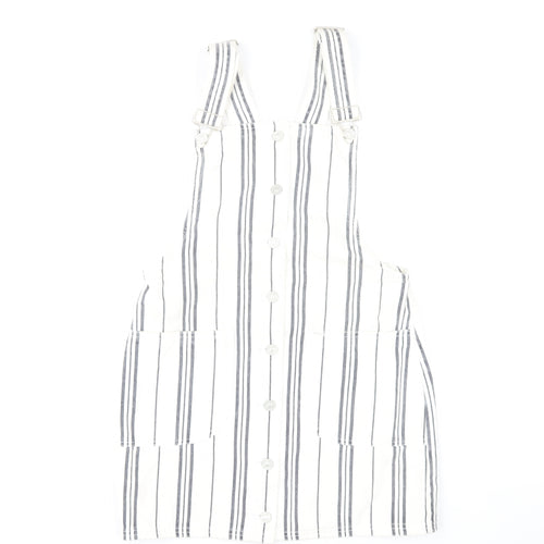 Diesel Women’s White Striped Cotton Pinafore Dress Size 8