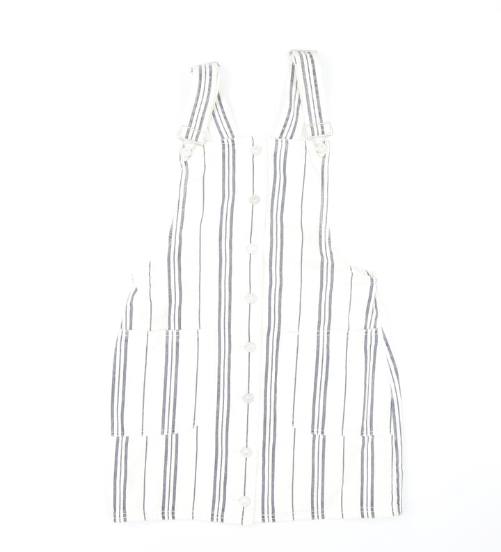 Diesel Women’s White Striped Cotton Pinafore Dress Size 8