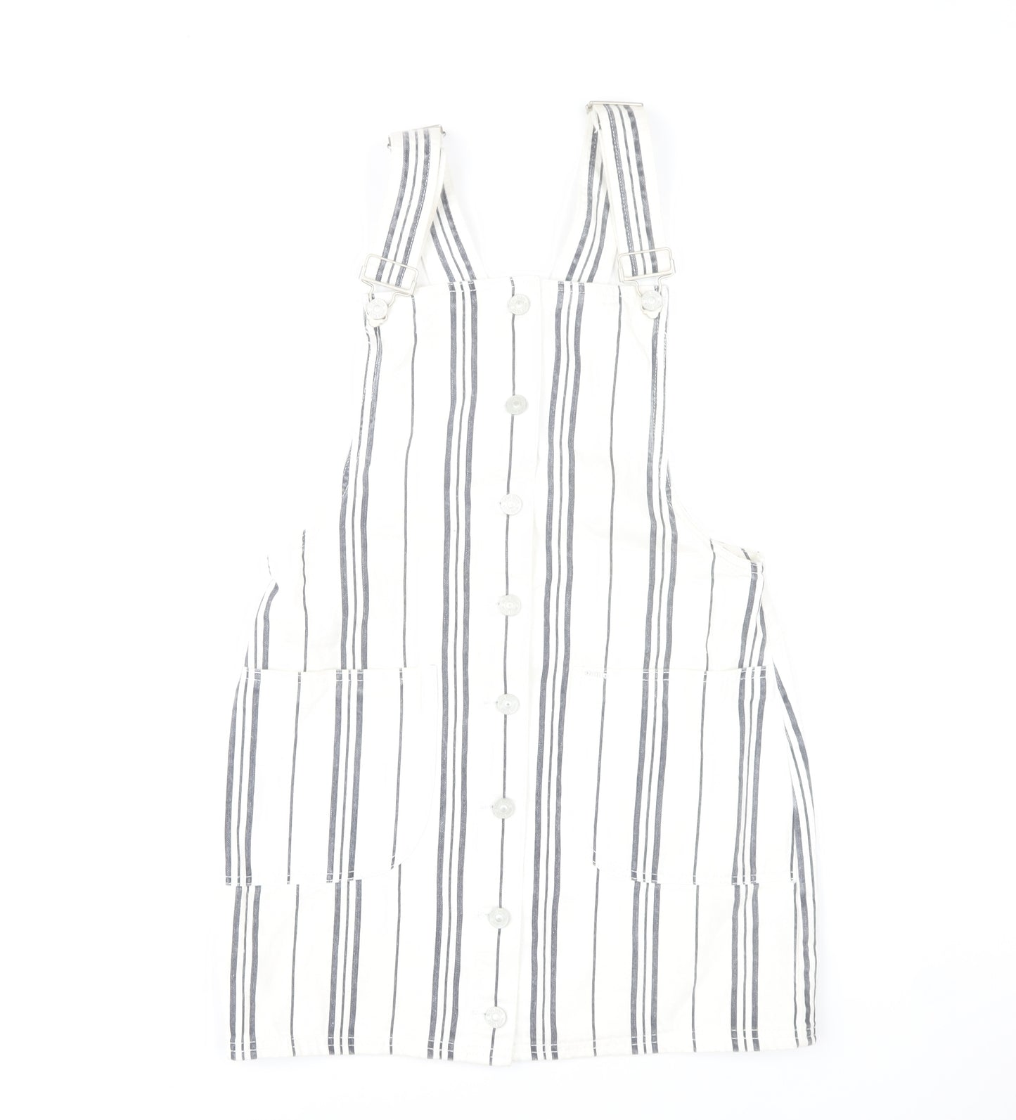 Diesel Women’s White Striped Cotton Pinafore Dress Size 8