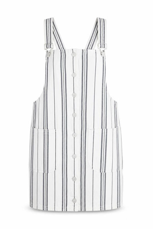 Front view of Diesel Women’s White Striped Cotton Pinafore Dress, size UK 8