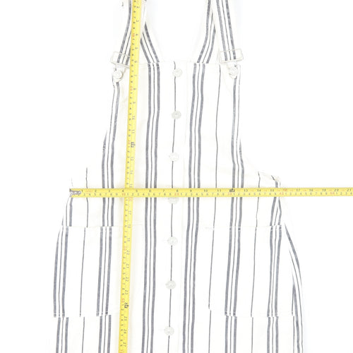 Diesel Women’s White Striped Cotton Pinafore Dress Size 8