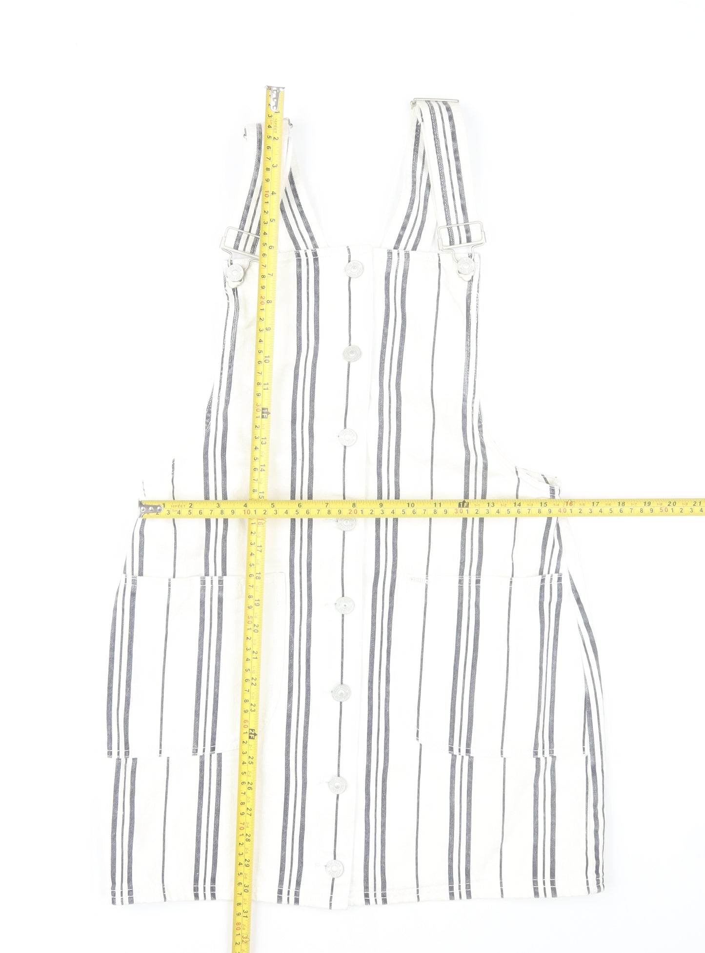 Diesel Women’s White Striped Cotton Pinafore Dress Size 8