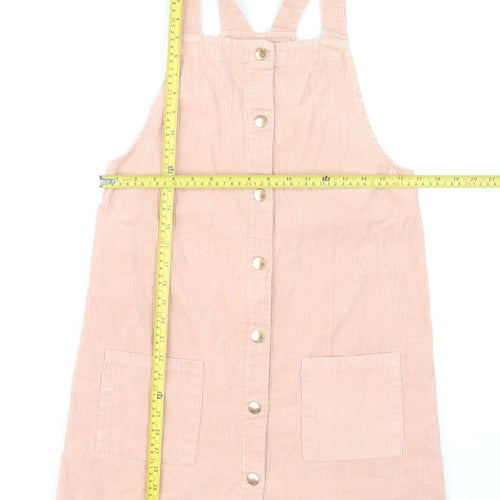 Denim Co Girls Pink Corduroy Pinafore Dress 13-14 Yrs Casual Sleeveless