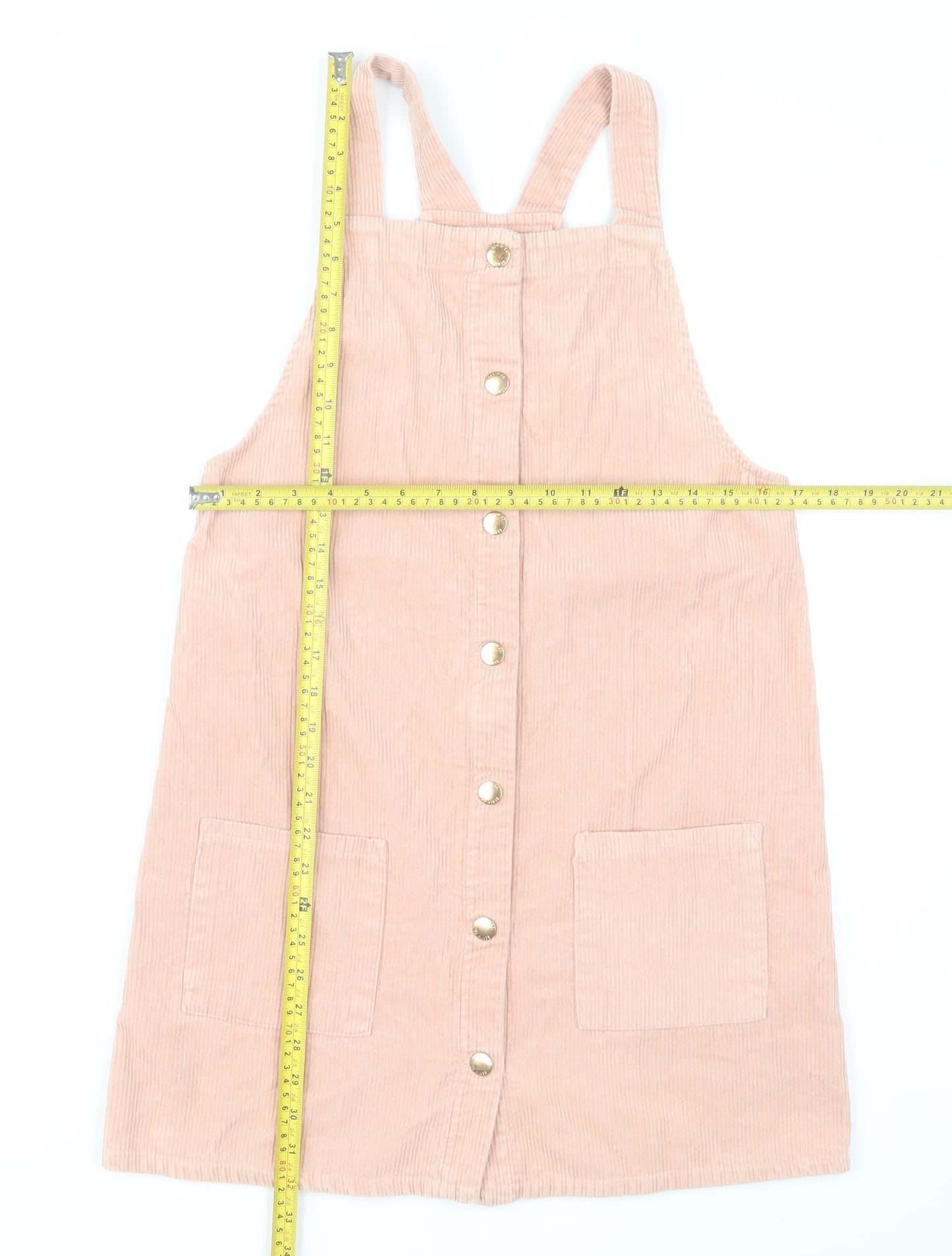 Denim Co Girls Pink Corduroy Pinafore Dress 13-14 Yrs Casual Sleeveless