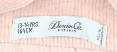 Denim Co Girls Pink Corduroy Pinafore Dress 13-14 Yrs Casual Sleeveless