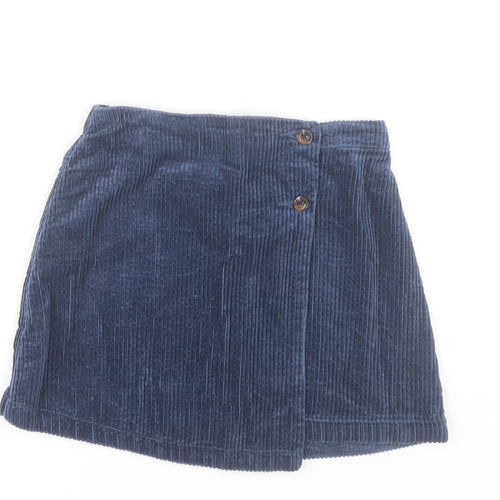 Dunnes Stores Girls Blue Corduroy A-Line Skirt 7-8 Years Button Detail