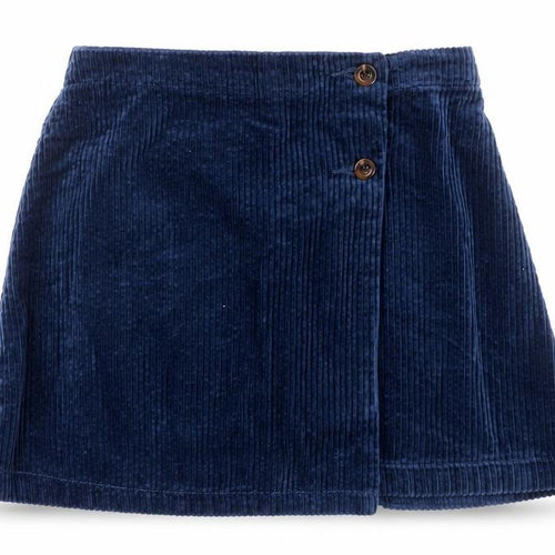 Dunnes Stores Girls Blue Corduroy A-Line Skirt 7-8 Years Button Detail
