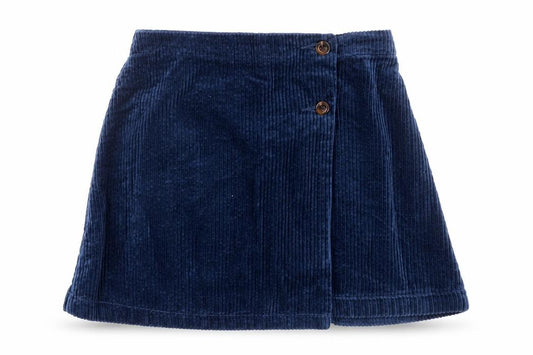Dunnes Stores Girls Blue Corduroy A-Line Skirt 7-8 Years Button Detail